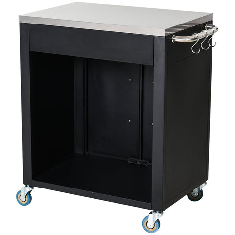 Rootz Keukentrolley - Keukentrolley - Serveerwagen - Keukenkast - RVS - Zwart - Deuren - Op wielen