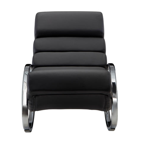 Rootz Entspannungsliege – Design-Sessel mit Armlehnen – moderner TV-Schaukelstuhl – schwarzes Kunstleder – 61 x 81 x 111 cm