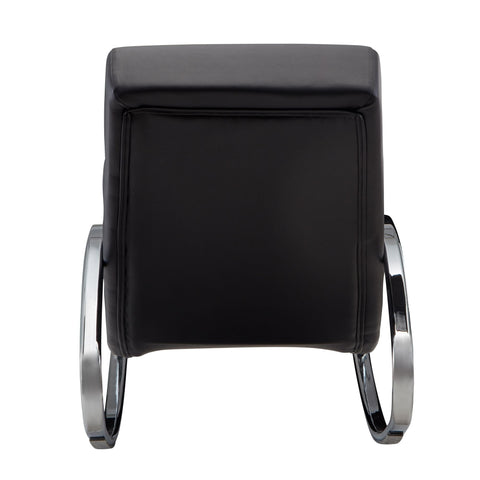 Rootz Entspannungsliege – Design-Sessel mit Armlehnen – moderner TV-Schaukelstuhl – schwarzes Kunstleder – 61 x 81 x 111 cm