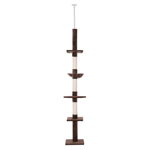 Rootz Scratching Post - Height Adjustable - Chipboard - Brown - 40 x 34 x 230 cm