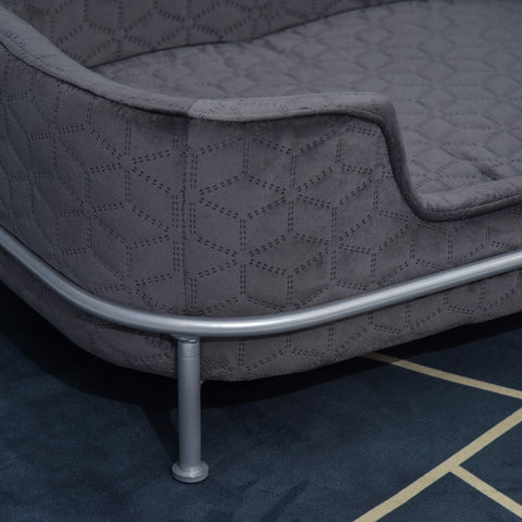 Rootz Dog sofa - Dog bed - Velvet - Gray - 63.5 x 43 x 24.5 cm