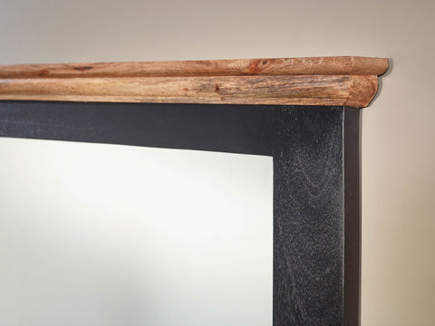 Rootz Bathroom Mirror - Design Wall Mirror with Shelf - Modern Hanging Mirror - Mango Wood - Black - 73x78x15 cm