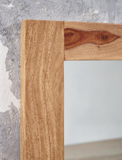 Rootz Bathroom Mirror - Wall-Mounted Design Mirror with Shelf - Modern and Stylish Bathroom Decor - Solid Sheesham Wood - 70x68x17 cm