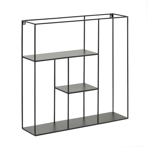 Rootz Hanging Shelf - Modern Floating Design - Small Metal Floating Shelf for Living Room - Black Iron - 68x68x17 cm