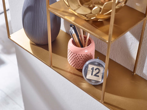 Rootz Hanging Shelf - Modern Floating Design - Small Metal Floating Shelf for Living Room - Gold Iron - 68x68x17 cm