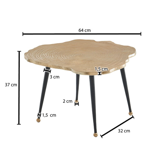 Rootz Gold Tree Disc Coffee Table - Modern Design - Small Round Living Room Table - Aluminum - 64x64x37 cm