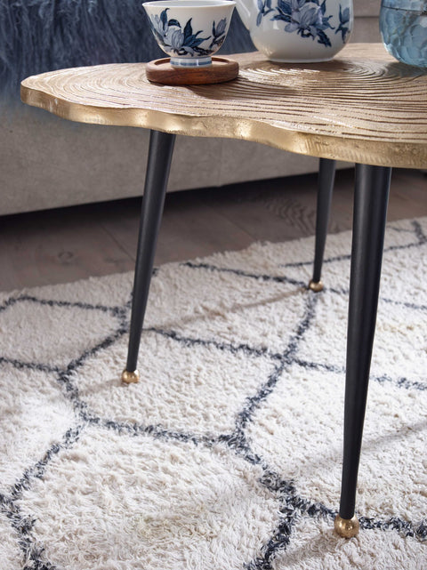 Rootz Gold Tree Disc Coffee Table - Modern Design - Small Round Living Room Table - Aluminum - 64x64x37 cm