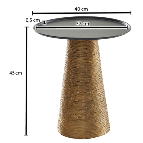 Rootz Side Table - Aluminum - Round Metal Coffee Table - Modern Living Room Accent - Gold and Black - 40x40x45 cm