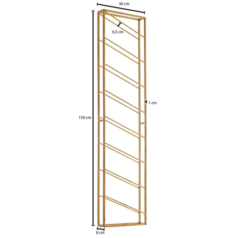 Rootz Gold Metal Wall Rack - Large for 8 Bottles - Design Kitchen Wall Shelf - 36x150x8 cm
