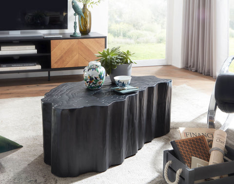 Rootz Tree Trunk Coffee Table - Modern Design - Large Living Room Table - Black Metal - 80x45x35 cm