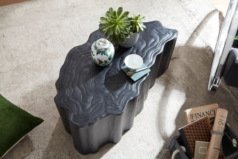 Rootz Tree Trunk Coffee Table - Modern Design - Large Living Room Table - Black Metal - 80x45x35 cm