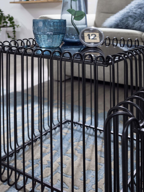 Rootz Satztische – Schwarzes Glas und Metall – Quadratisches Design – 2er-Set Moderner Wohnzimmer-Couchtisch 