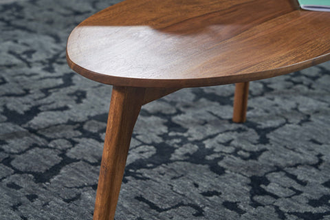 Rootz design coffee table set of 2 solid sheesham wood living room table brown - nesting table wooden table kidney shape coffee table - 2-piece placemat- side table- wood