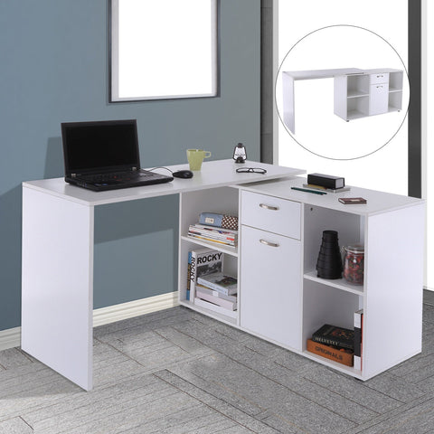 Rootz Eckschreibtisch – Schreibtisch – Computertisch – MDF – Weiß – 120 x 50 x 76 cm – Stauraum – Schubladen