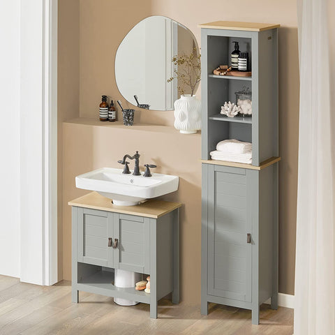 Rootz Badkamer Hoge Kast Kast Badkamer- Opbergkast met 3 Opbergvakken en 1 Deur