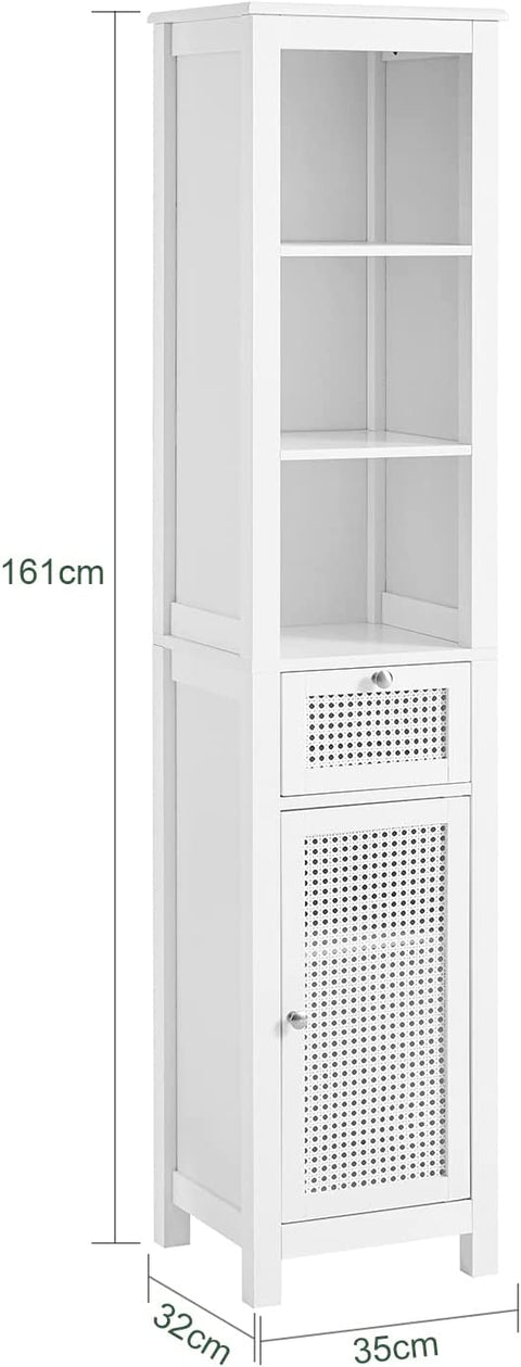 Rootz Badkamer Hoge Kast - Badkamerkast - Opbergkast met 3 Planken - 1 Lade - 1 Kast