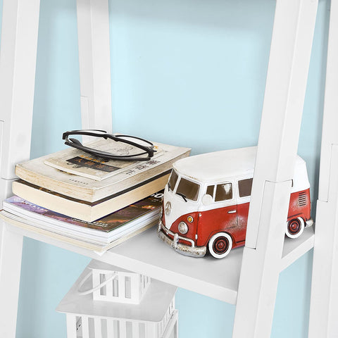 Rootz White Modern 5 Tiers Ladder Shelf, Storage Display Shelving Wall Shelf Bookcase