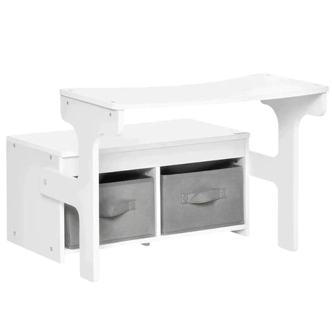 Rootz Kinderstuhl – Kindertisch – Kindermöbel für Kleinkinder – Sitzgruppe mit Stauraum – MDF-Vliesstoff – Weiß – 60 x 60 x 43 cm