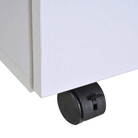 Rootz Sideboard - Cupboard - Wheels - 2 Doors - 60 x 35 x 65 cm - White - Processed Wood