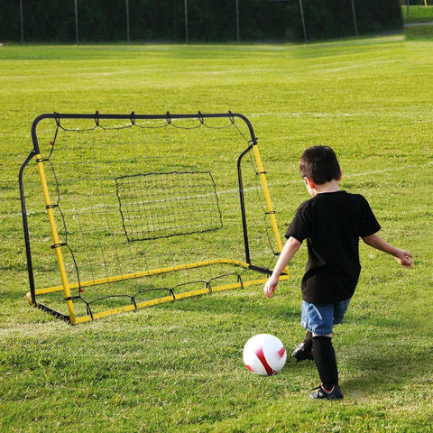 Rootz Fußballtor – Fußballnetz – Fußball-Rebounder-Tor – Rebound-Wandnetz – Fußball-Rebound-Wand – Gelb/Schwarz – 184 x 63 x 123 cm