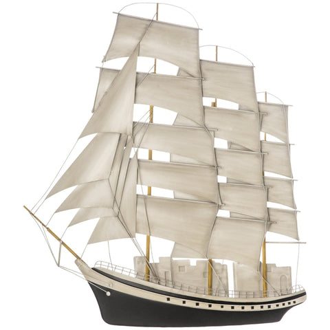 Rootz Metal Wall Decor - 3D Wall Decor with Sailing Ships - Wall Decoration - Black + White - 79cm x 3cm x 89 cm