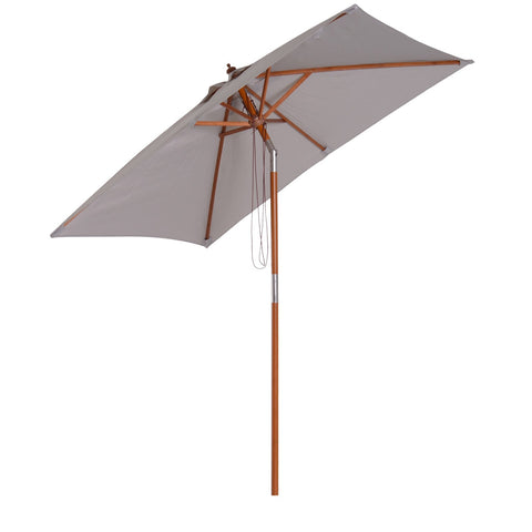 Rootz Parasol - Garden Parasol - Foldable - Sun Protection - Wood - Polyester - Shade - Cream/Grey - Brown - 200 x 150 x 230 cm