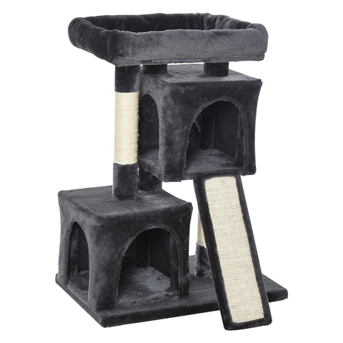 Rootz Scratching Post - Cat Bed - Play Tree - Climbing Cave - Plush - Dark Grey