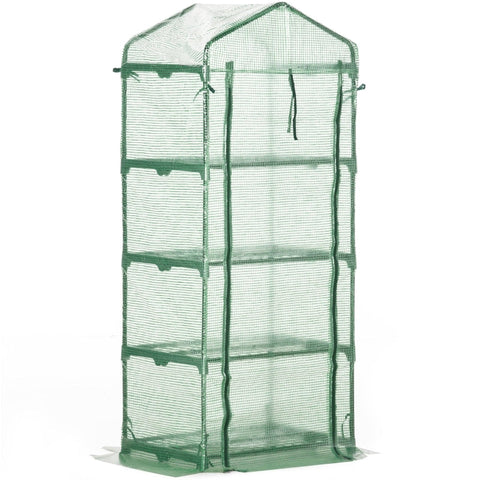 Rootz Greenhouse - Plant House - Greenhouse Shelves - Weerbestendig - Roldeur - Wit + Zwart - 70cm x 50cm x 160cm