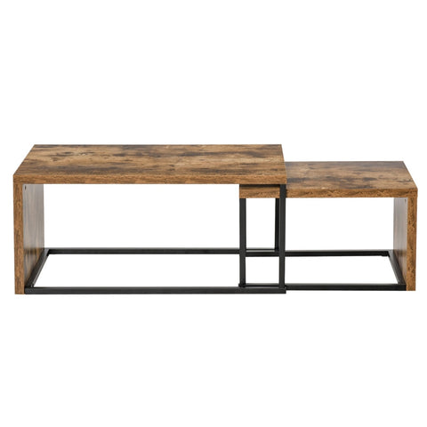 Rootz Coffee Tables - Nesting Tables - Side Tables - Black/Brown - 90x48x42 cm/59x42x36 cm