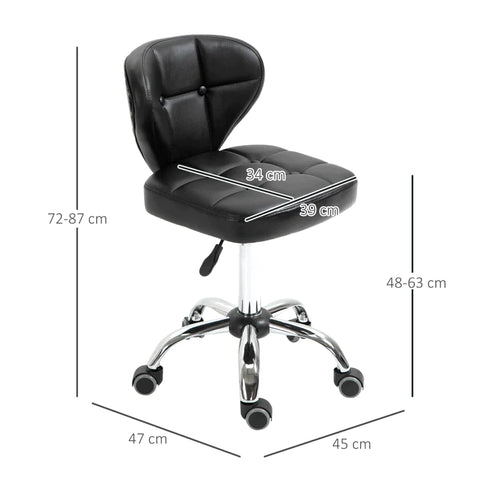 Rootz Set Of 2 Work Stools - Bar Stools - Saloon Stools - Imitation Leather - Dark Grey - 45W x 47D x 72-87H cm