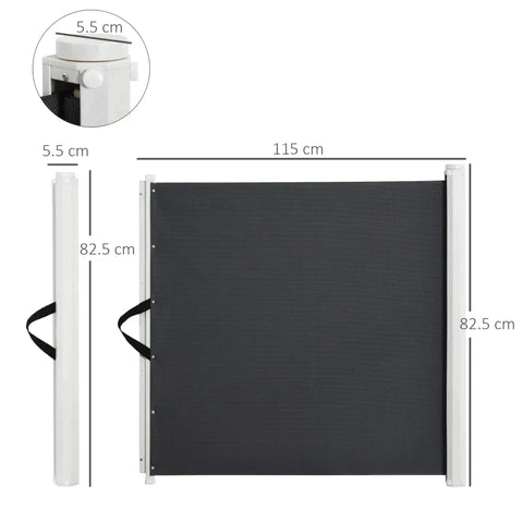 Rootz Pet Safety Gate - Security Gate - Smart Pet Gate - Retractable Safety Gate - Grey - 115Lx82.5Hcm