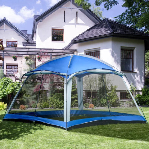 Rootz Camping Tent - Tent - 8 Persoons Kampeertent - Met Draagtas - Polyester/Staal/Glasvezel - Blauw - 3,6 x 3,6 x 2 m
