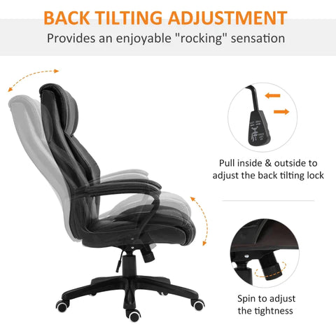 Rootz Massage Office Chair - Swivel Chair - Gaming Chair - Computer Chair - Black - 66 x 78 x 112-120 cm