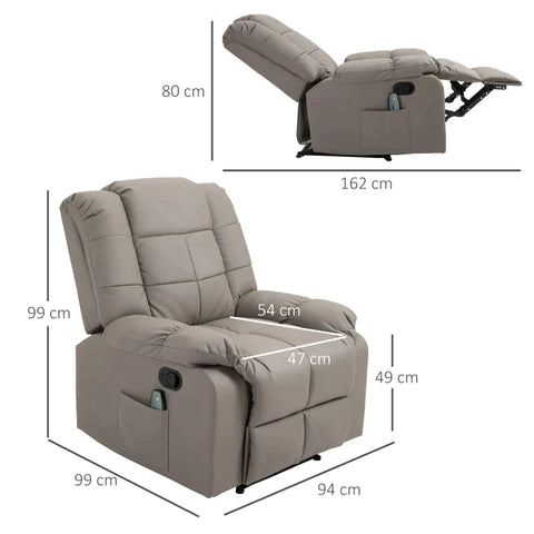 Rootz Massage Chair - Electric Massage Chair - Relaxation Chair - Tv Chair - 8 Massage Function - Tiltable With Remote Control - Imitation Leather - Grey - 94 x 99 x 99 cm