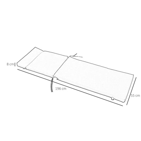 Rootz Liegeauflage – Sonnenliegeauflage – Gartenliegeauflage – Kissen – Polyester/PP-Füllung – Dunkelgrau – 196 x 55 x 8 cm