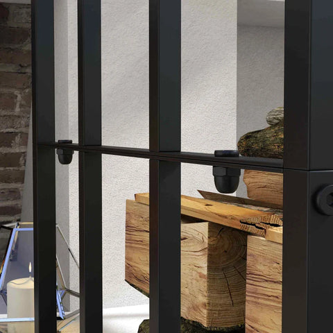 Rootz Firewood Rack - Polycarbonate Roof - Metal Frame - Outdoor Use - Black+Brown - 185x67x185cm