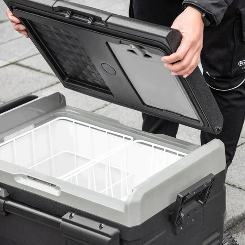 Rootz Portable Fridge - Car Fridge - Fridge - Camping Fridge - Travel Fridge - Cool Box - 40l With Led Lighting - With Handles Transport - Grey/Black