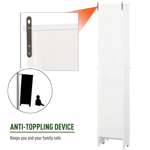 Rootz Bathroom Cabinet - Freestanding 6-tier Tall Bathroom Storage -  Louvered Doors - White - 34 cm x 20 cm x 165 cm