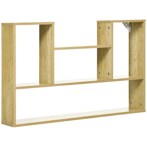 Rootz Wall Shelf - Floating Shelf - 4 Compartments - Bookshelf - Natural - 100cm x 15cm x 60cm