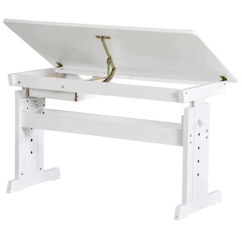 Rootz Study Desk - Computer Stand - Laptop Table - Height Adjustable - 5 Levels With Drawer - MDF - White - 109 x 55 x 63.6-89.2 cm