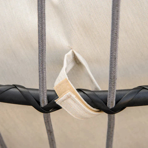 Rootz Egg Chair zum Aufhängen – Hängemattenschaukel – Hängesessel – Metall/PE/Polyester/PP-Baumwolle – Schwarz/Cremeweiß – 101 x 101 x 188 cm