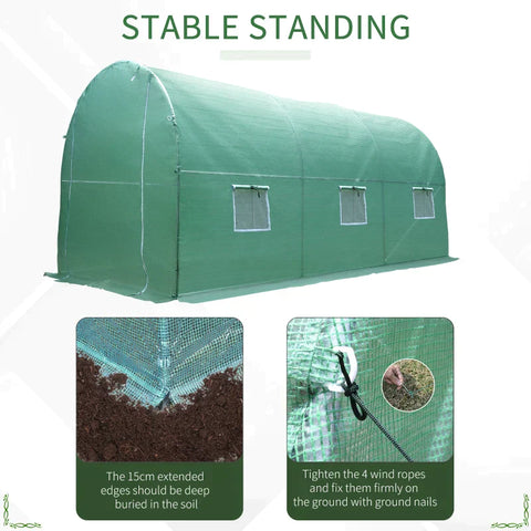 Rootz Greenhouse - Walk-in Greenhouse - Foil Greenhouse - Tomato Greenhouse - Foil Tunnel - Green - 395 X 195 X 190 Cm