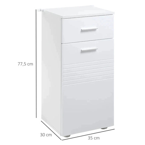 Rootz Badezimmerschrank – Badezimmer-Waschtischunterschrank – 2 Ebenen und 1 Schublade – wasserabweisende Oberfläche – 35 cm x 30 cm x 77,5 cm