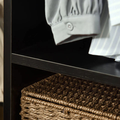 Rootz Wardrobe Sets - Mobile Wardrobe - Wardrobe Cabinet - Shelf 4 Swivel Wheels - Living Room - Bedroom Aluminum - Black - 60 x 40 x 128 cm