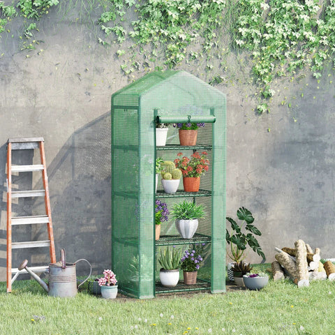 Rootz Greenhouse - Plant House - Greenhouse Shelves - Weerbestendig - Roldeur - Wit + Zwart - 70cm x 50cm x 160cm