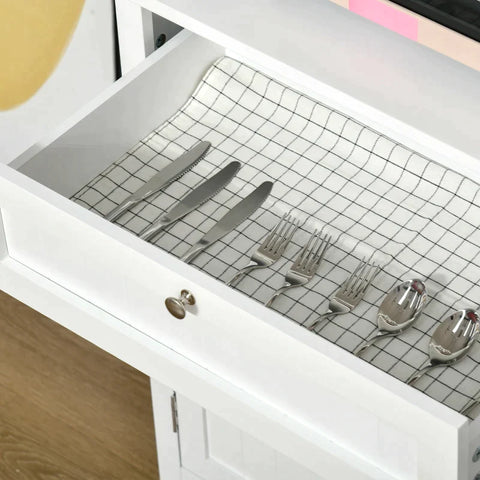 Rootz Kitchen Cabinet - Display Cabinet - Storage Cabinet - Cabinet - White - 68.6W x 40D x 164Hcm