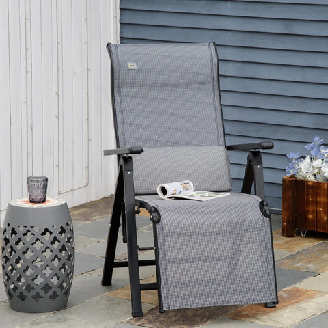 Rootz Lounger Chair - Zero Gravity Chair - Sun Lounger - Deck Chair - Garden Lounger - 9 Positions Adjustable - Weightlessness Lounger - Black/Gray - 70 x 65 x 111 cm