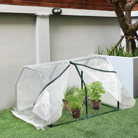 Rootz Mini Greenhouse - Weather Resistant - Easy to Carry - Polytunnel Green - 99cm x 71cm x 60cm