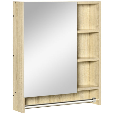 Rootz Mirror Cabinet - Hanging Mirror Cabinet - 6 Shelves 1 Towel Rail - White - 60L × 15W × 70H cm