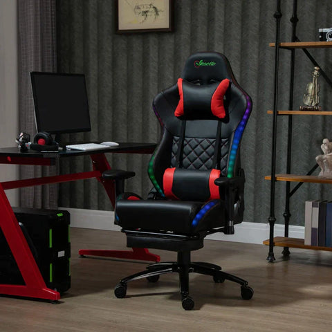 Rootz Gaming-Stuhl – Ergonomischer Computerstuhl – Drehstuhl – RGB-LED-Leuchten – 71 cm x 74 cm x 134 cm